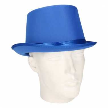 Carnavals luxe hoge hoed blauw