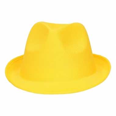 Geel trilby verkleed hoedje/gleufhoed voor volwassenen