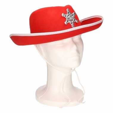 Kinder cowboyhoed rood/wit