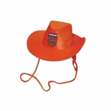Oranje cowboyhoed voor volwassenen