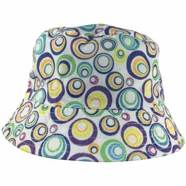 Zonnehoedje met gekleurde cirkels omkeerbaar voor baby's wit one size