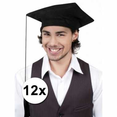 Zwarte geslaagd hoedjes 12x