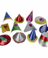 10x papieren glitter feesthoedjes voor kids hoed