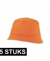 25x oranje vissershoedjes zonnehoedjes voor volwassenen hoed 10141477