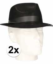 2x polyester zwart gleufhoedjes voor volwassenen hoed