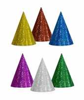 40x gekleurde feesthoedjes glitter hoed