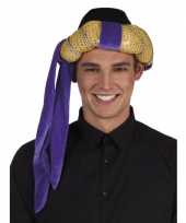 Arabische feesthoed goud paars hoed