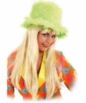Carnavalshoed groen van pluche hoed