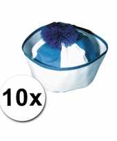 Matroos hoedjes blauw 10x en bijpassende zeeman tattoos
