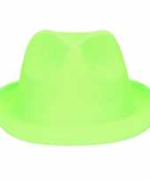 Neon groen trilby verkleed hoedje gleufhoed voor volwassenen
