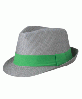 Oktoberfest oktoberfest tiroler trilby hoedje grijs met groene hoedenband