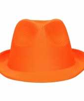 Oranje trilby verkleed hoedje gleufhoed voor volwassenen