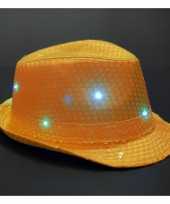 Pailletten trilby hoed oranje led light