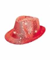 Pailletten trilby hoed rood led light