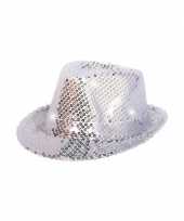 Pailletten trilby hoed zilver led light