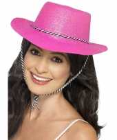 Roze party cowboy hoeden