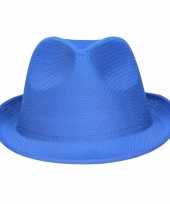 Toppers blauw trilby verkleed hoedje gleufhoed voor volwassenen