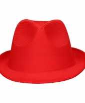 Toppers rood trilby verkleed hoedje gleufhoed voor volwassenen
