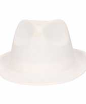 Toppers wit trilby verkleed hoedje gleufhoed voor volwassenen