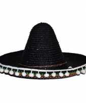 Zwarte mexicaanse verkleed sombrero hoed 25 cm voor kinderen